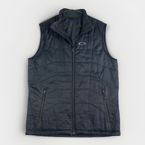 Y2K Oakley Men M Black Puffer Vest Thinsulate 3M Lightweight Sleeveless Read* - Picture 1 of 16